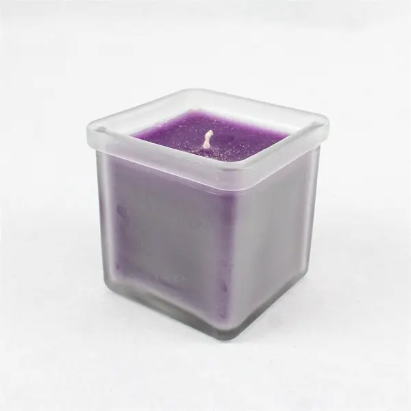 Colonial Candle Cape Cod Frosted Glass Square Candle w/ Wire Stand 6.5 oz