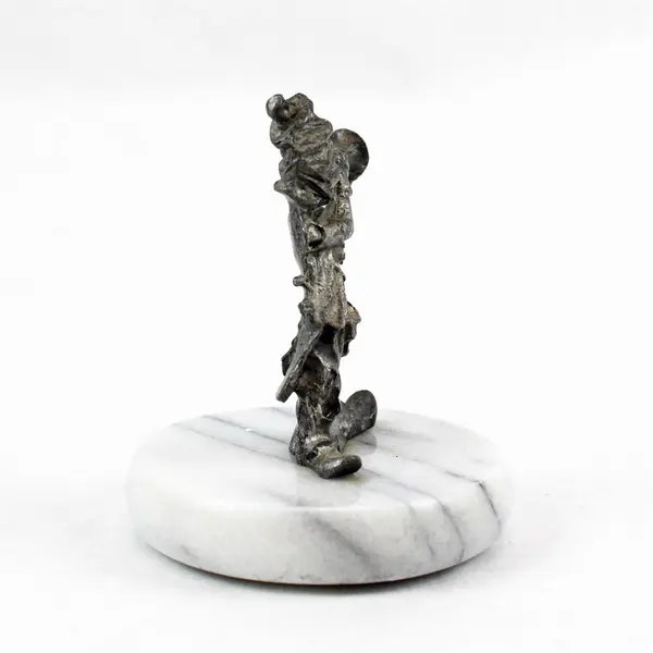 Vintage Pewter Clown Playing Trumpet Figurine Marble Base