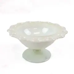 Vintage Anchor Hocking Milk Glass Laced Edge Compote