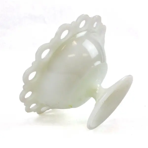 Vintage Anchor Hocking Milk Glass Laced Edge Compote