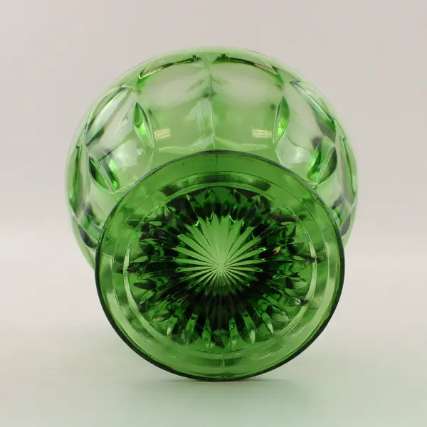 Vintage Anchor Hocking Emerald Green Glass Thumbprint Pedestal Candy Dish Bowl