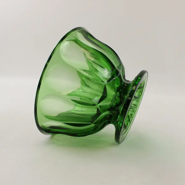 Vintage Anchor Hocking Emerald Green Glass Thumbprint Pedestal Candy Dish Bowl