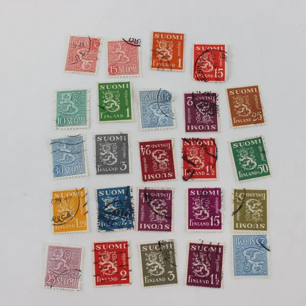 Lot Of 24 Finland Coat Of Arms Stamps 1930s-1950s Used