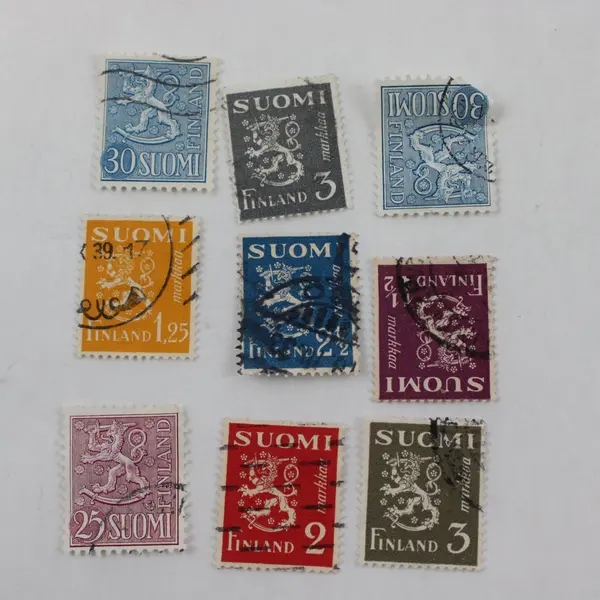 Lot Of 24 Finland Coat Of Arms Stamps 1930s-1950s Used