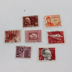 Mixed Lot of 7 Used Norway Stamps 1940s-1960s