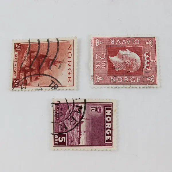 Mixed Lot of 7 Used Norway Stamps 1940s-1960s