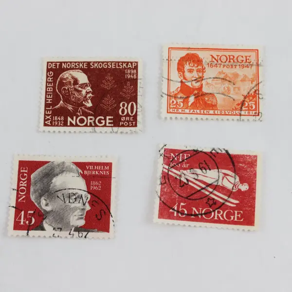 Mixed Lot of 7 Used Norway Stamps 1940s-1960s