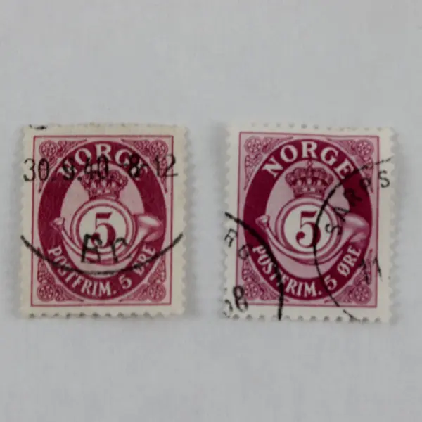 Lot Of 15 Norway Posthorn 5/10/15/20 Ore Stamps Used 