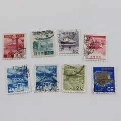 Lot Of 8 Japan Temple Stamps 1930s-1960s Used