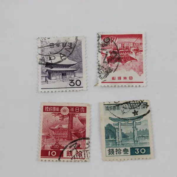 Lot Of 8 Japan Temple Stamps 1930s-1960s Used