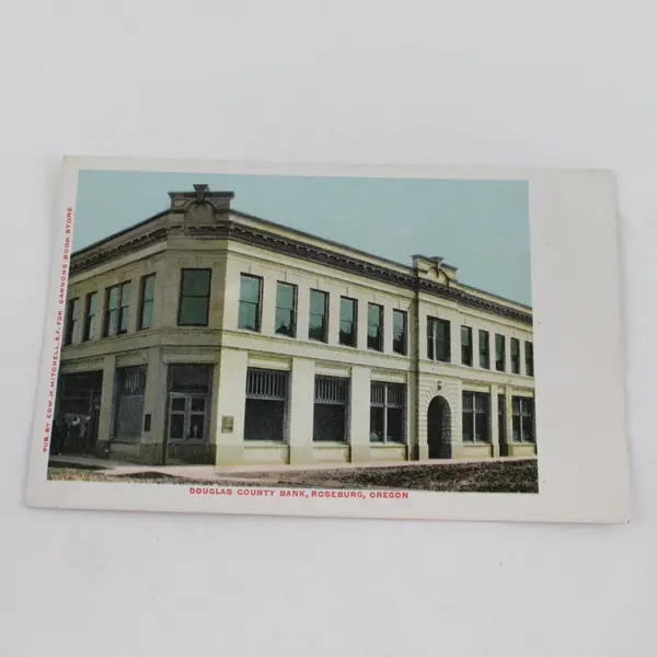 Vintage 1908 Douglas County Bank Roseburg Oregon Litho Postcard Mitchell
