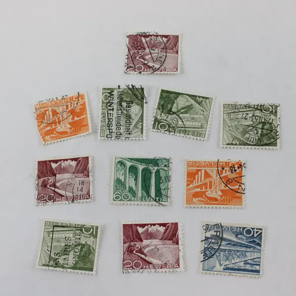 Lot Of 11 Switzerland 1949 Infrastructure Stamps Used