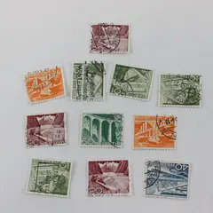 Lot Of 11 Switzerland 1949 Infrastructure Stamps Used