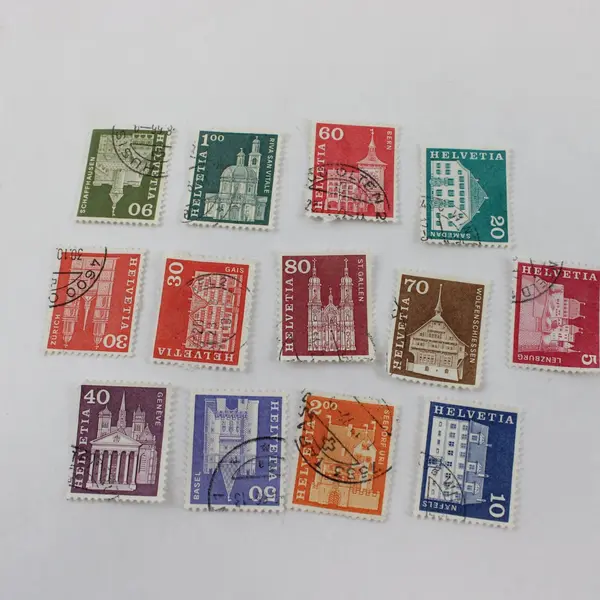 Lot Of 13 Switzerland Architecture 1960s-1970s Stamps Used