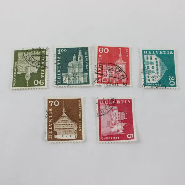 Lot Of 13 Switzerland Architecture 1960s-1970s Stamps Used