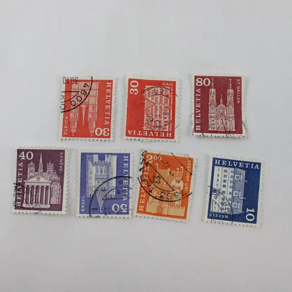 Lot Of 13 Switzerland Architecture 1960s-1970s Stamps Used