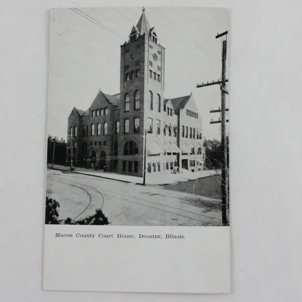 Vintage Macon County Court House Decatur Illinois Litho Postcard