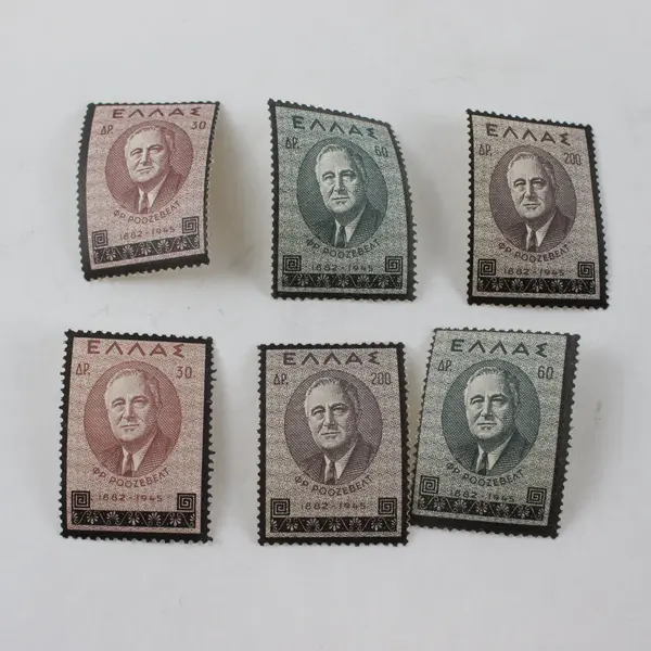 Lot Of 6 Greece Roosevelt Memorial 1945 Stamps SC #469-71 MNH