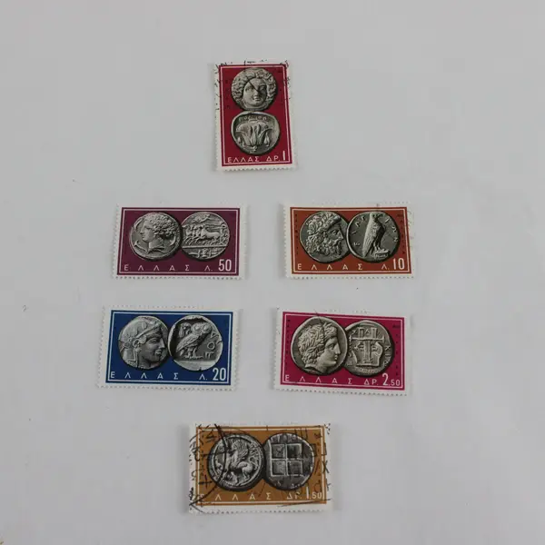Greece Ancient Coin Stamps Set of 6 Mint and CTO