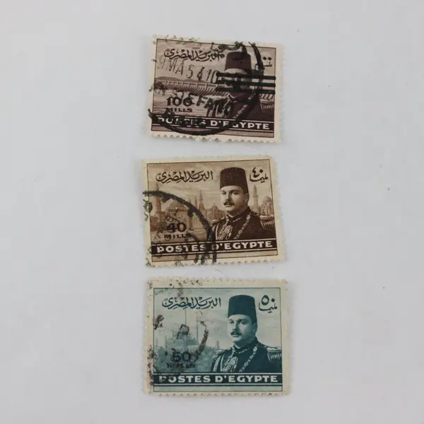 Lot of 7 Egypt King Farouk Landmarks Stamps 1940s Used