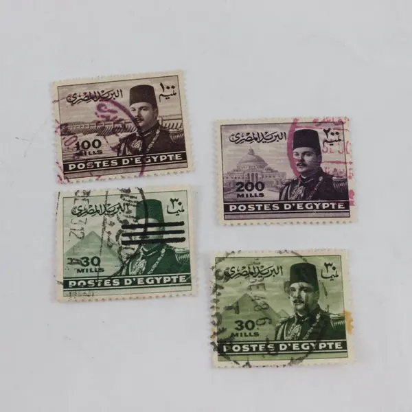 Lot of 7 Egypt King Farouk Landmarks Stamps 1940s Used