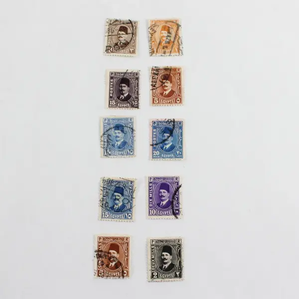 Lot Of 10 Egypt King Fuad I Stamps 1930s Used
