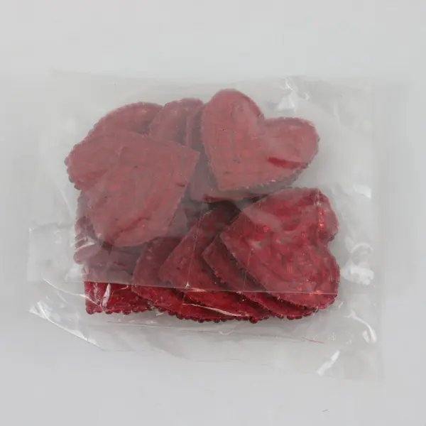 Lot of 12 Small Embroidered Sequin Heart Appliques 1x1