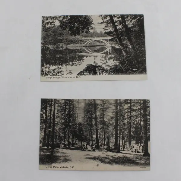 Lot of 2 Victoria BC Valentine & Sons Postcards Gorge Park Bridge/Victoria Arm