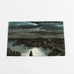 VTG Victoria British Columbia At Night From Government Buildings Litho Postcard