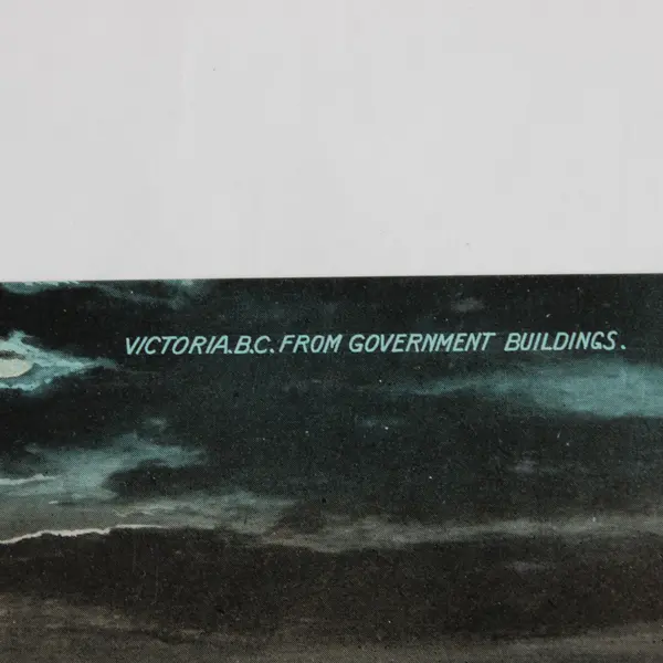 VTG Victoria British Columbia At Night From Government Buildings Litho Postcard