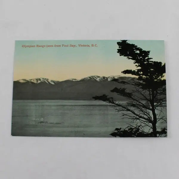 Olympian Range Seen From Foul Bay Victoria British Columbia Litho Postcard