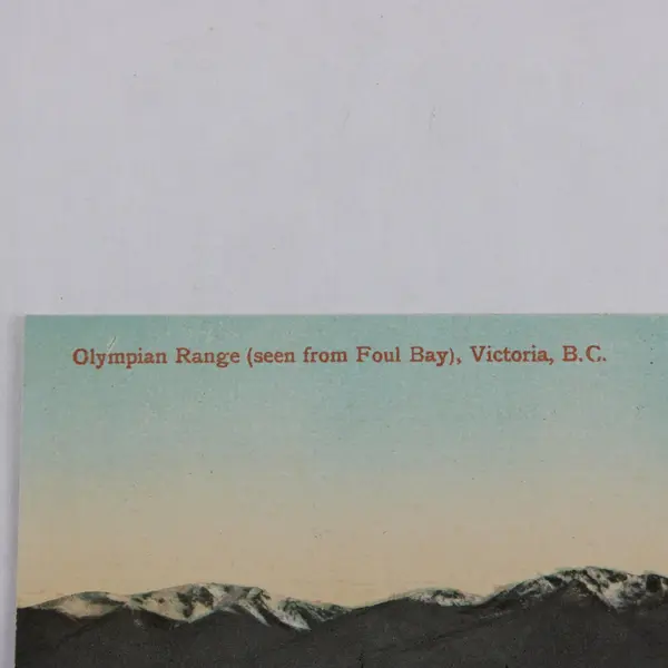 Olympian Range Seen From Foul Bay Victoria British Columbia Litho Postcard