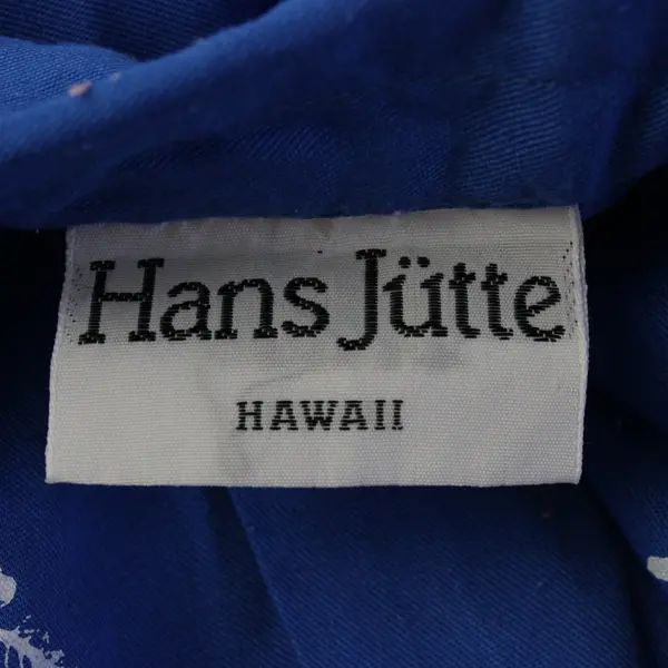 Vintage Hans Jutte Mens Button Front Hawaiian Shirt Blue Floral Made In Hawaii