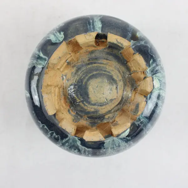 Blue Ceramic Stoneware Lidded Jar Canister Vented Base Unbranded