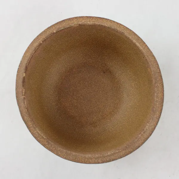 Unbranded Ceramic Stoneware Bowl Brown Tan Hand-Painted Floral 6 In