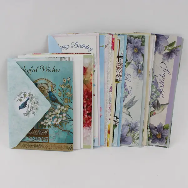 Lot of 15 Bird-Themed Birthday Cards with Envelopes UNUSED