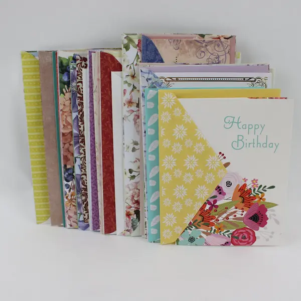 Lot of 34 Floral-Themed Birthday Cards with Envelopes UNUSED