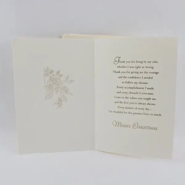 Vintage Hallmark Embossed Gold Foil Christmas Card for Parents UNUSED