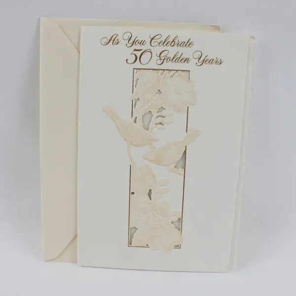 Hallmark Expressions Gold Foil 50th Anniversary Congrats Card UNUSED