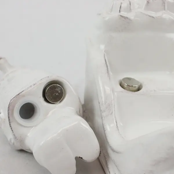 White Ceramic Santa in Sleigh Salt & Pepper Shakers Magnetic Set