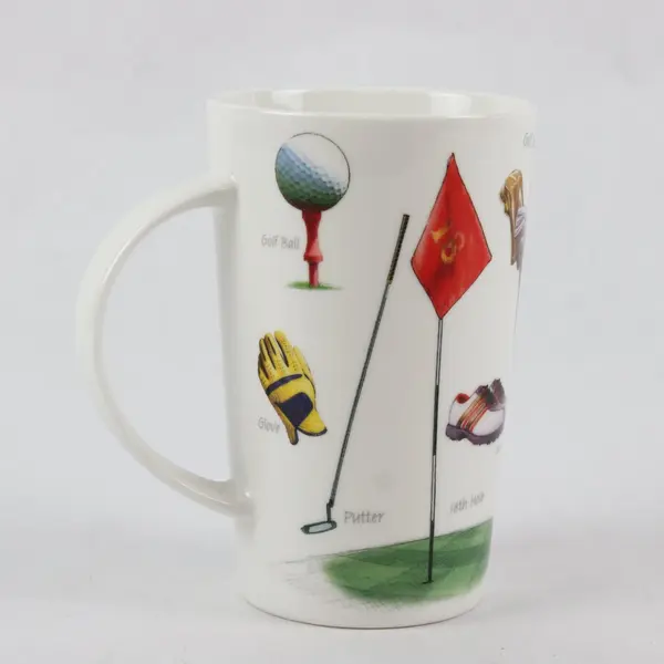Kent Pottery Golf Themed Tall Porcelain Latte Mug