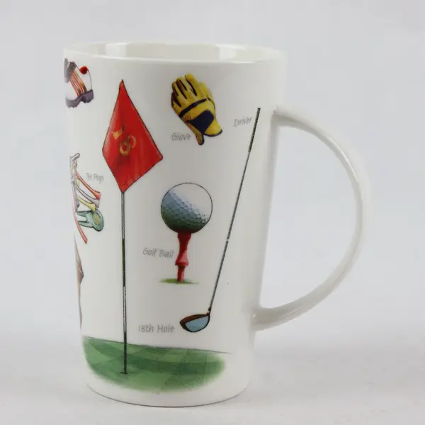 Kent Pottery Golf Themed Tall Porcelain Latte Mug