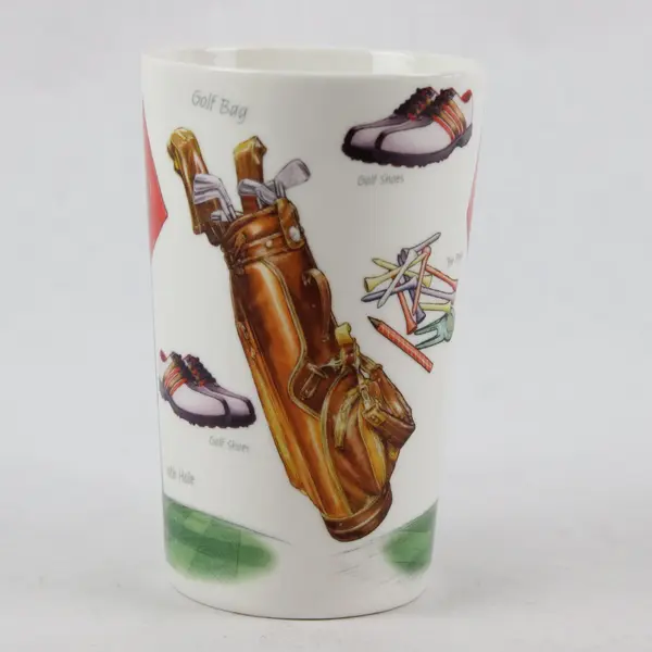 Kent Pottery Golf Themed Tall Porcelain Latte Mug