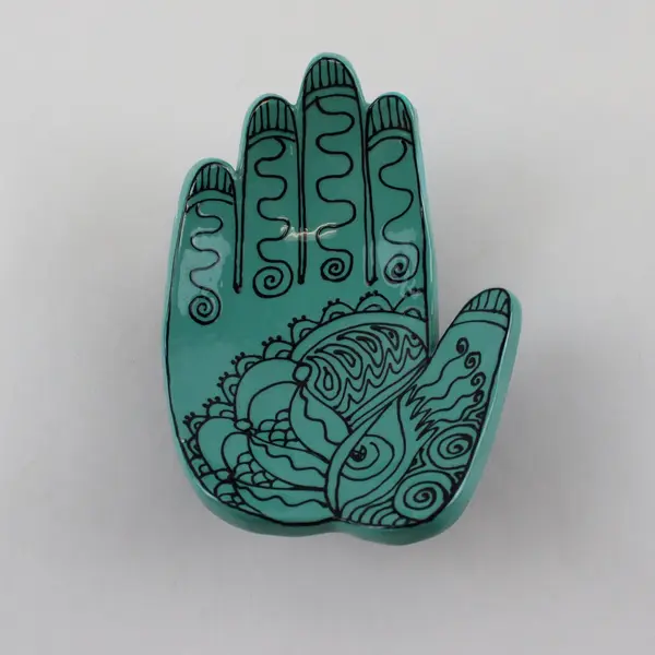 Signed LG Gossett Handmade Studio Pottery Hand Trinket Dish  5" FLAWED