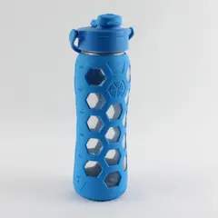 Lifefactory Blue Silicone Glass Water Bottle 20 oz