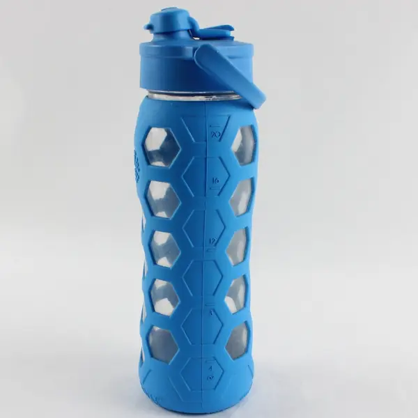 Lifefactory Blue Silicone Glass Water Bottle 20 oz