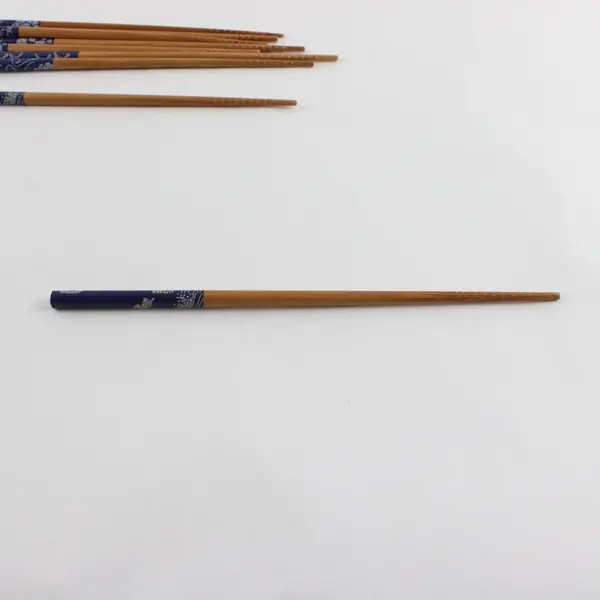 Lot of 9 Bamboo Chopsticks 9 In Blue Decorative Floral Ends