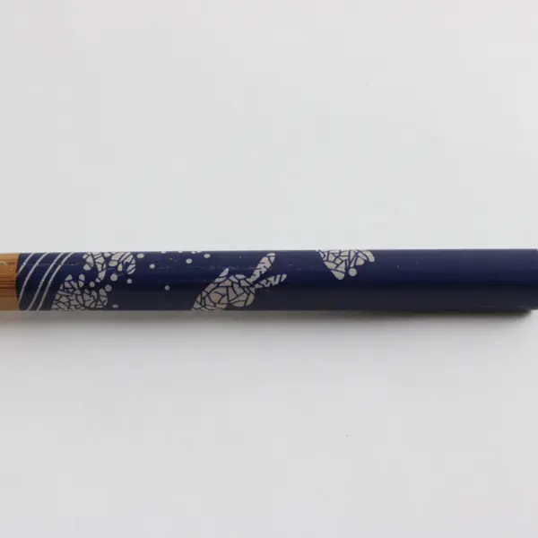 Lot of 9 Bamboo Chopsticks 9 In Blue Decorative Floral Ends