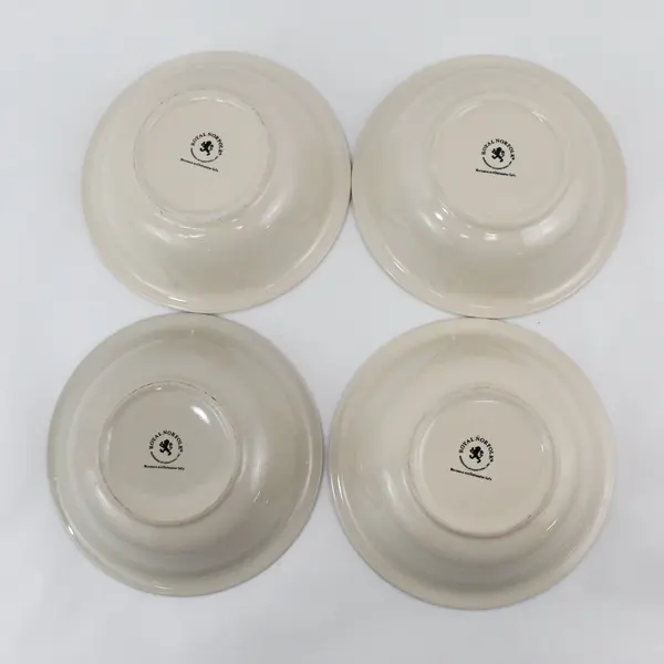 Set of 4 Royal Norfolk Mambo Stoneware Soup Cereal Bowls  Blue Center 7.5"