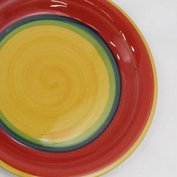 6 Royal Norfolk MAMBO Yellow Center Stoneware Dinner Plates 10.75"